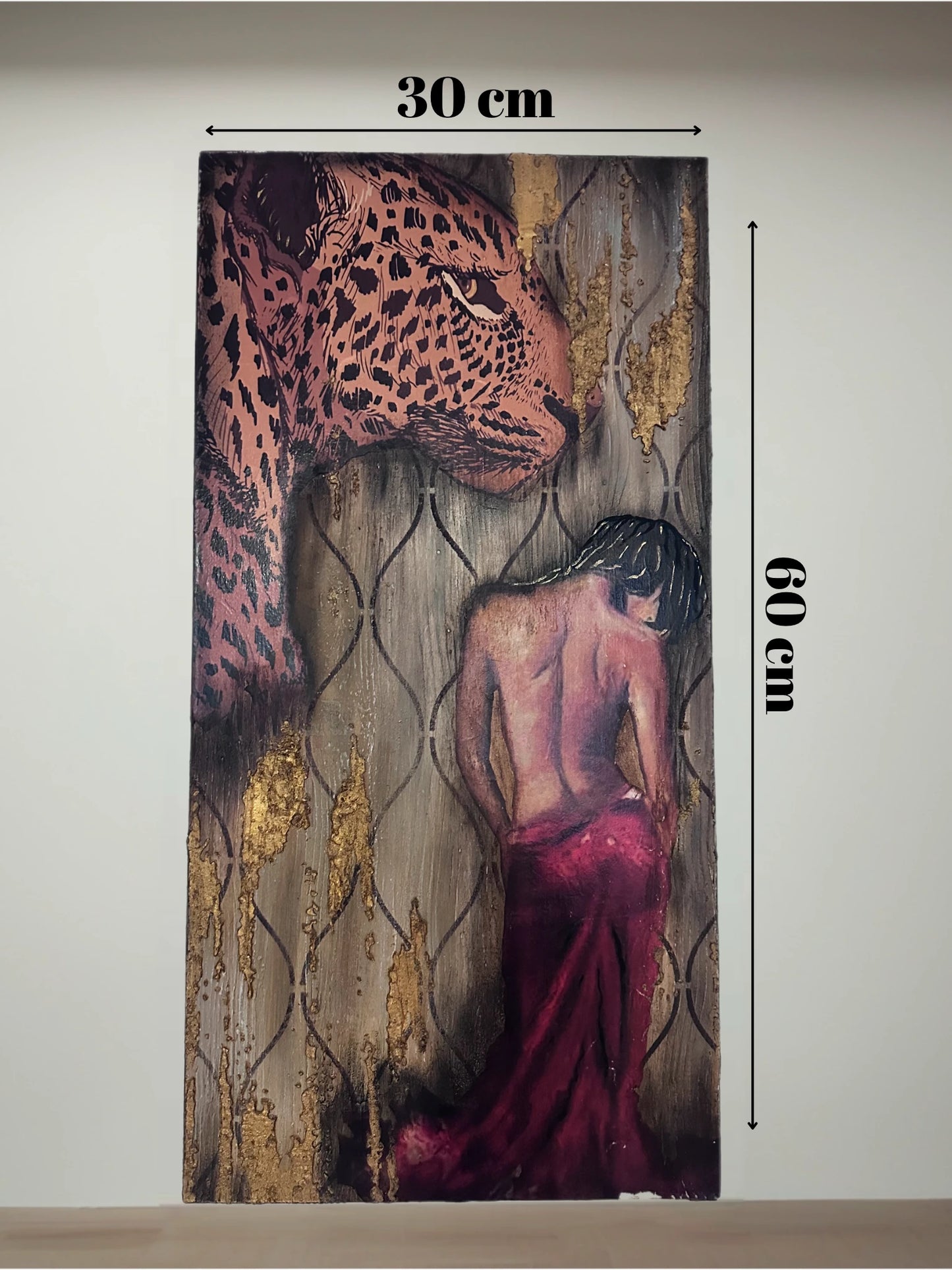 Yırtıcının Yankısı Dekoratif Ahşap Tablo - Boyut Detay Görseli