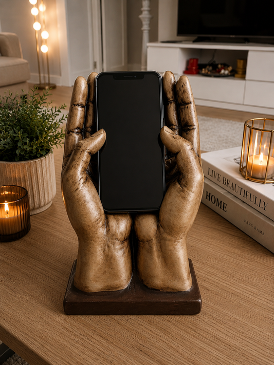 Dekoratif El Şeklinde Telefon Tutucu | Polyester Masaüstü Telefon Standı