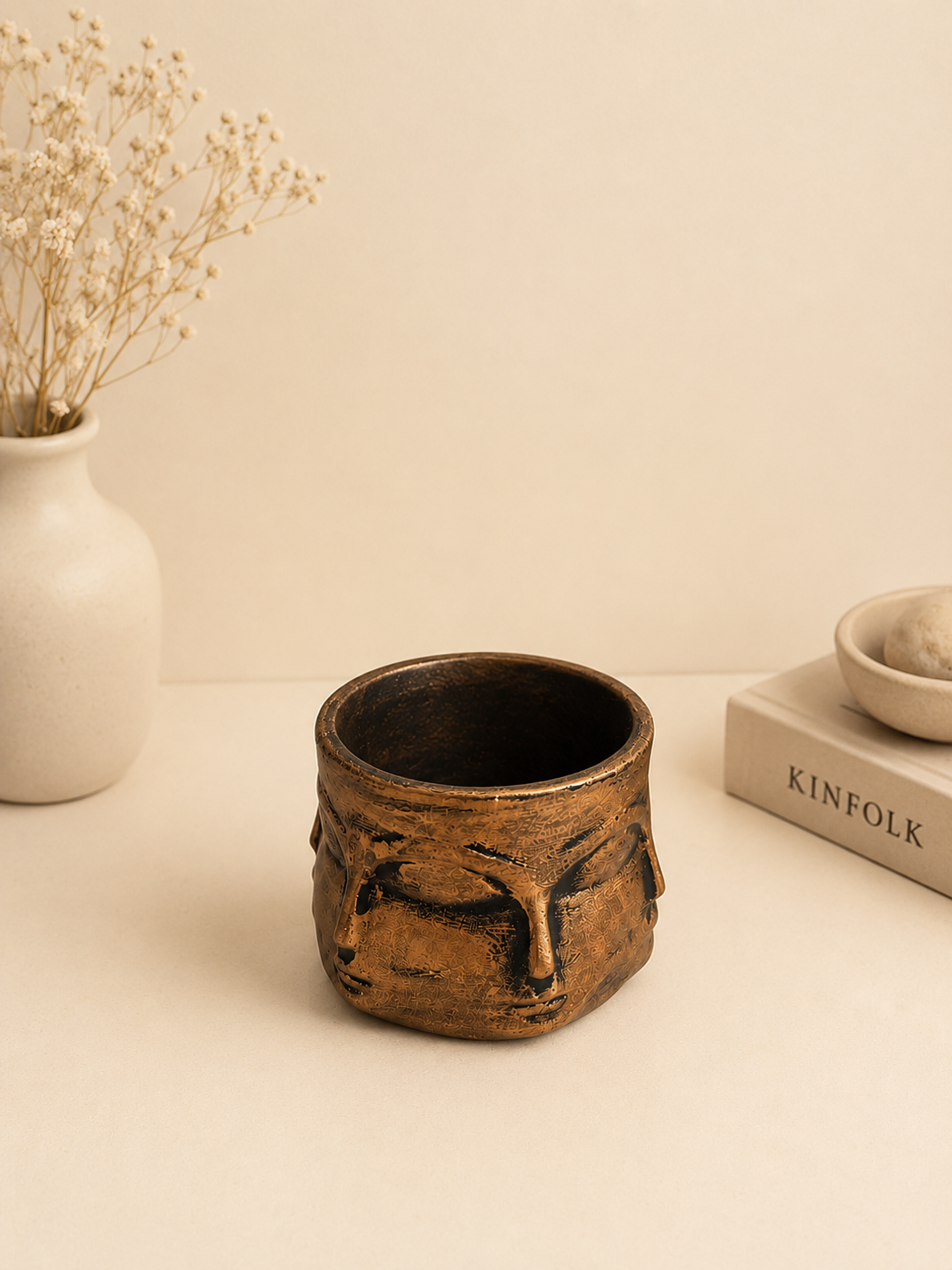 Gold Detaylı Makyaj Fırçalık | El Yapımı Eskitme Vanity Organizer