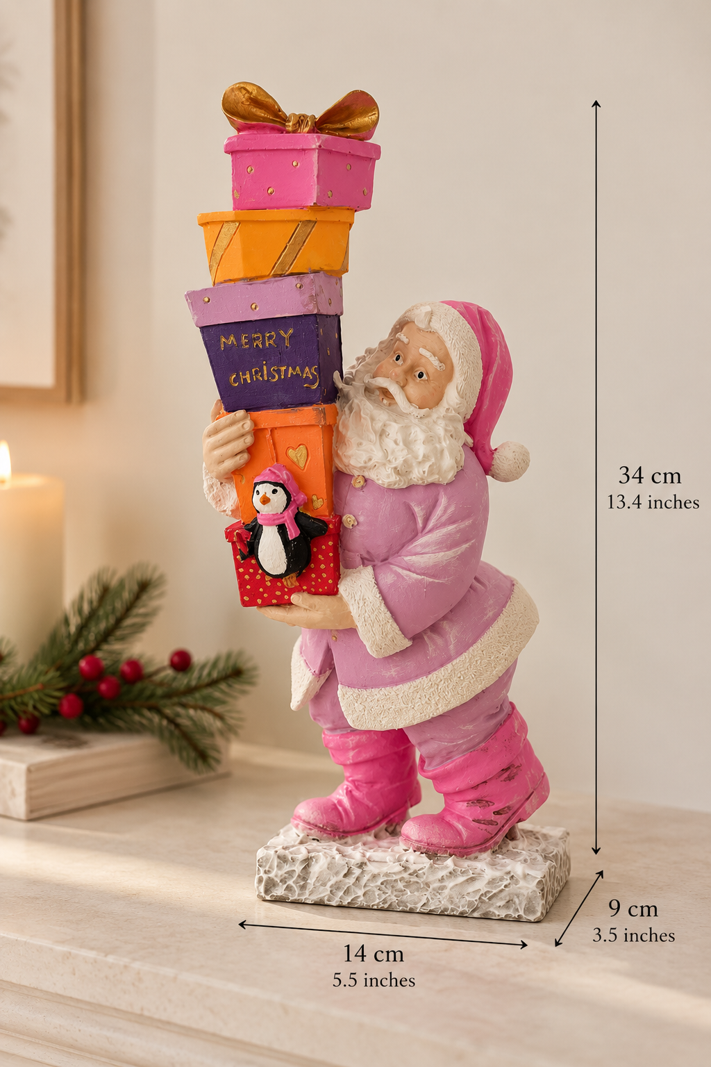 Pastel Noel Baba Dekoratif Figür