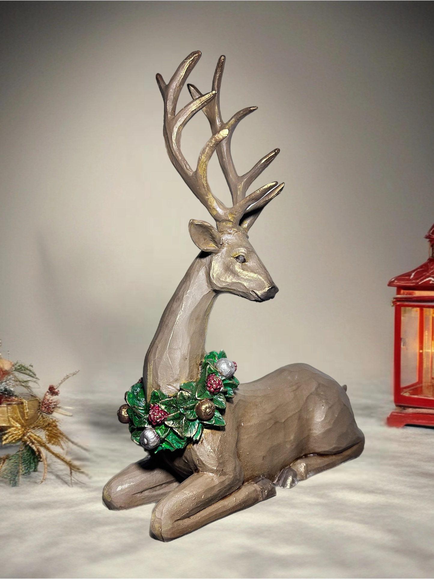 Yılbaşı Geyik Heykeli | Dekoratif Noel Biblosu