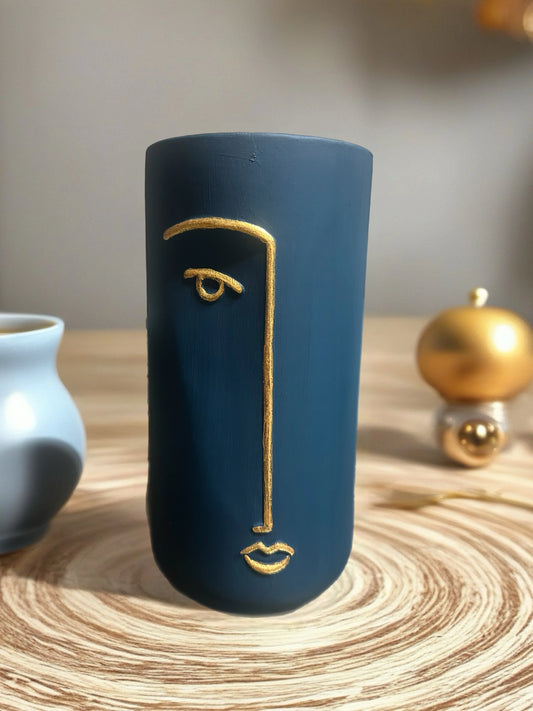 Altın Hatır Modern Yüz Figürlü Vazo - Önden görünüm