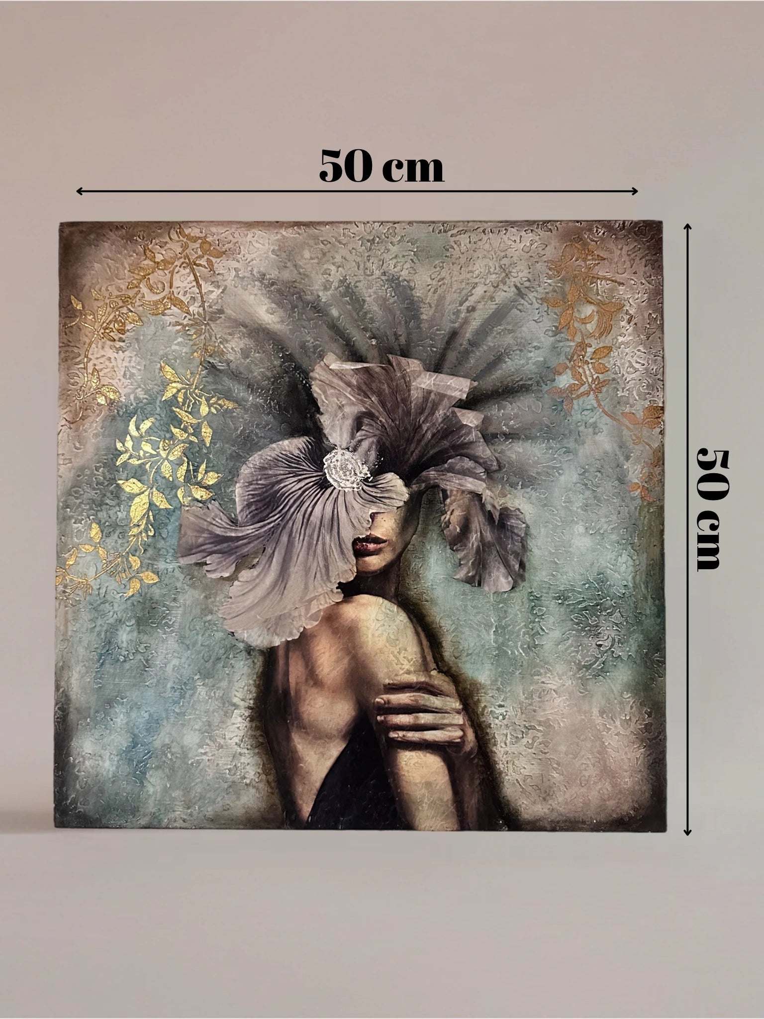 Gölgenin Çiçeği Dekoratif Ahşap Tablo - Boyut Detay Görseli