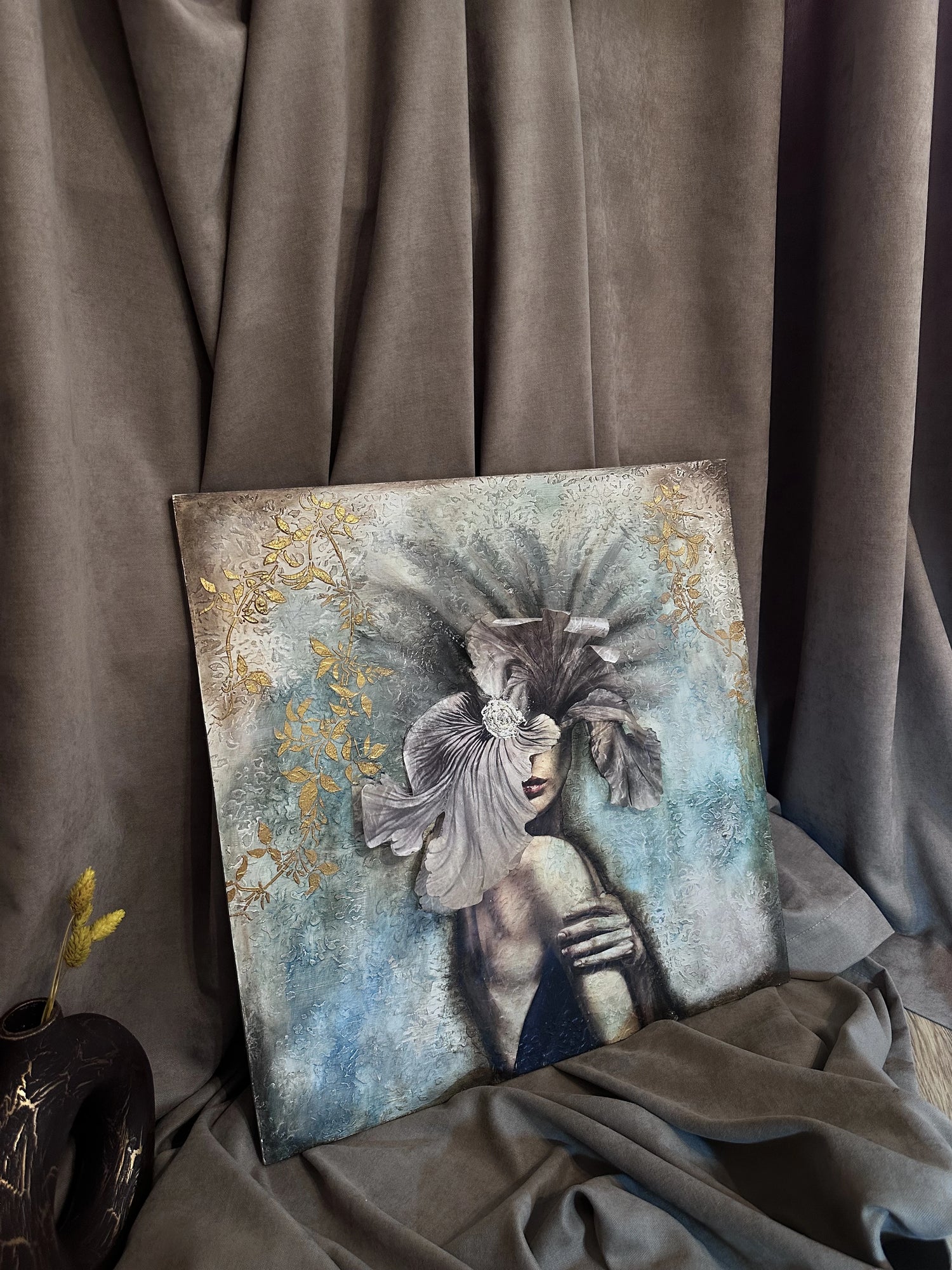 Gölgenin Çiçeği Dekoratif Ahşap Tablo - Önden Görünüm