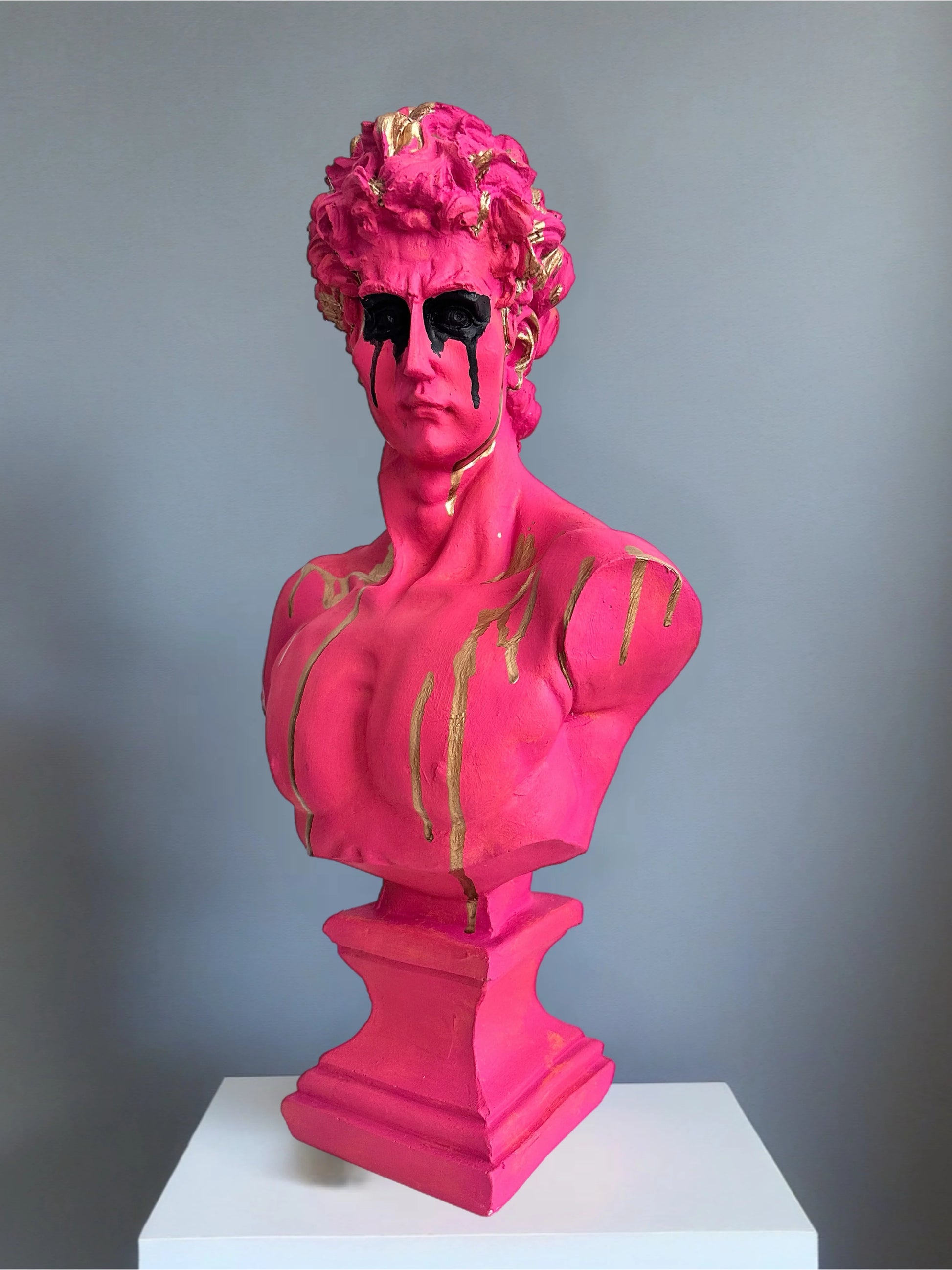 Pop art etkili modern Davud Büst Heykeli genel görünüm - Gözyaşındaki Direniş