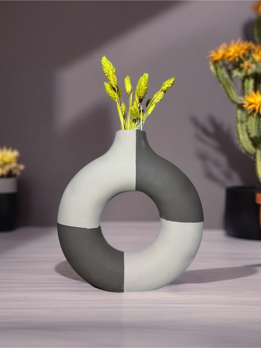 İkili Ahenk Dekoratif Halka Vazo - Önden Görünüm