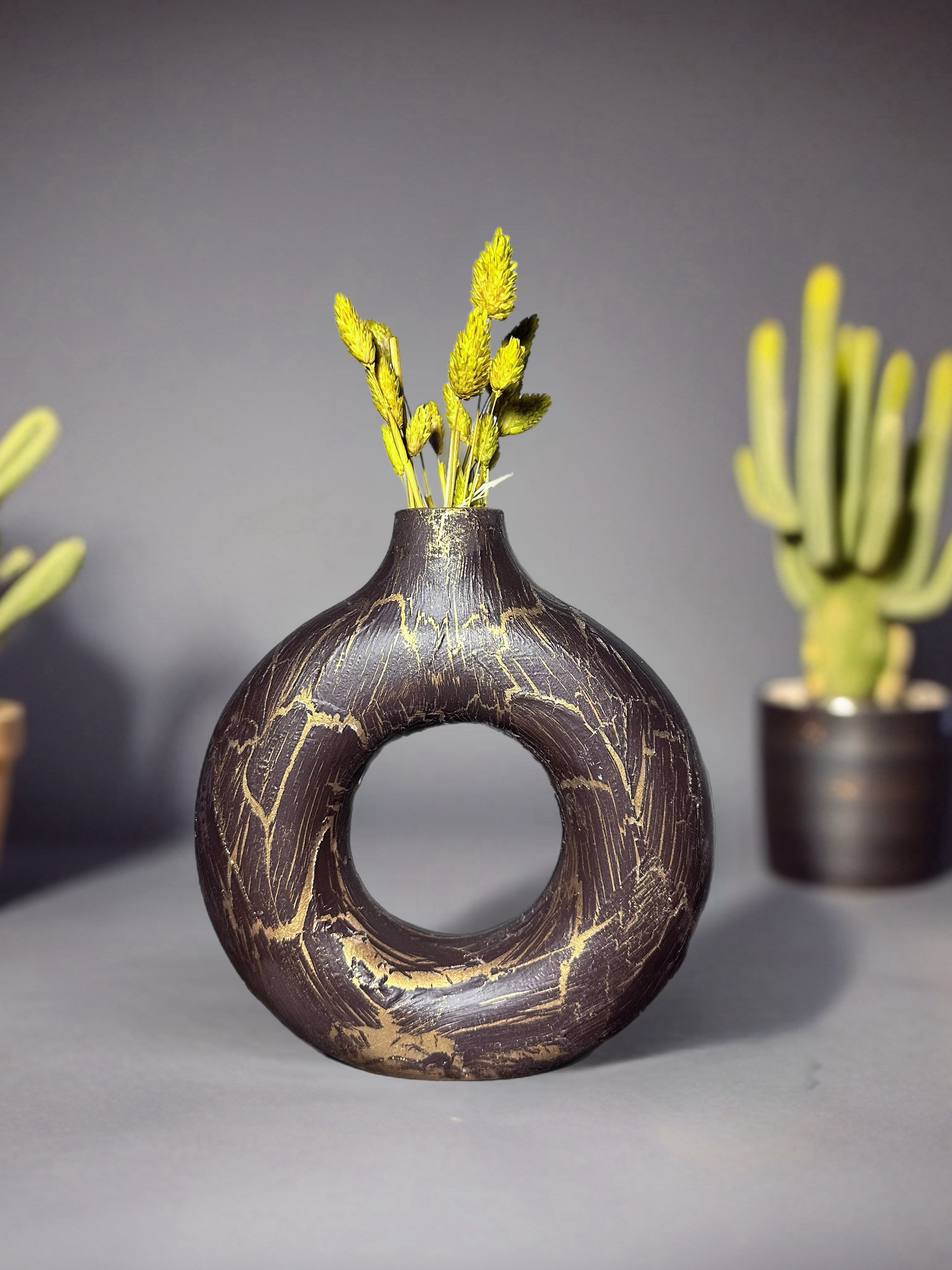 Kırık Işıltı Dekoratif Halka Vazo - Önden Görünüm