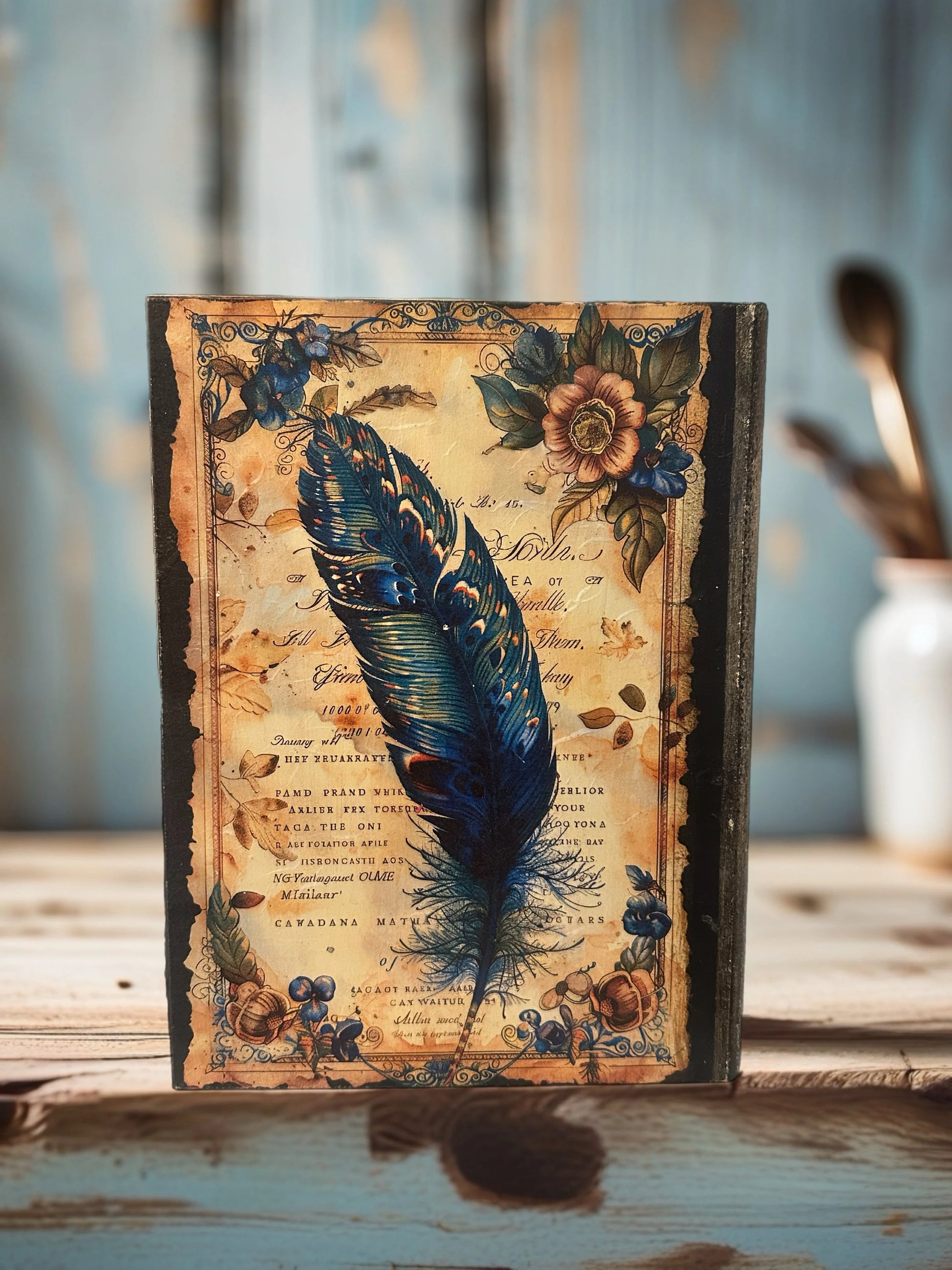 Mavi Düşler Vintage Dekoratif Kitap Kutu - Arka yüz görünüm