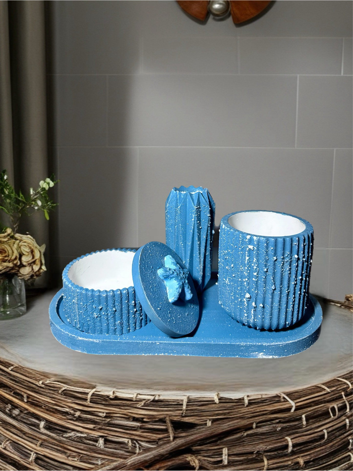 Mavi Ezgi Dekoratif Kapaklı Düzenleyici - Kapak Açık Detay Görünüm