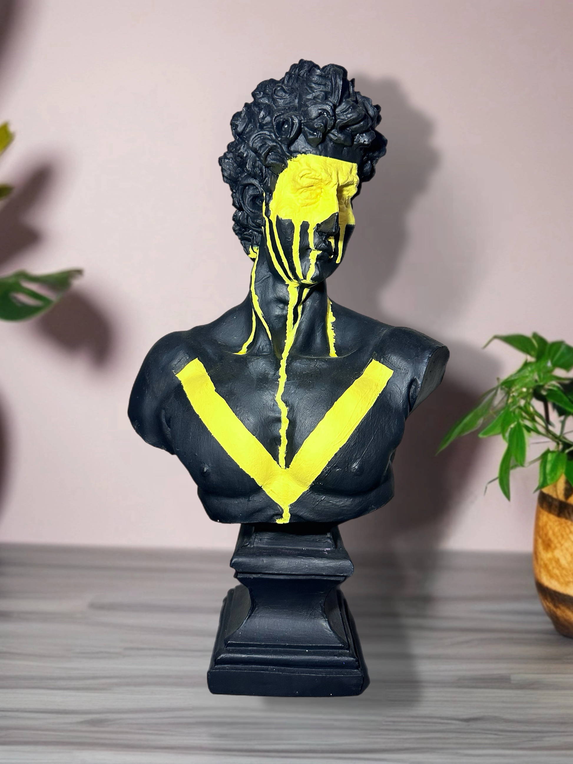 Neon Akıntı Modern Büst Heykeli - Sol Ön Profilden Görünüm