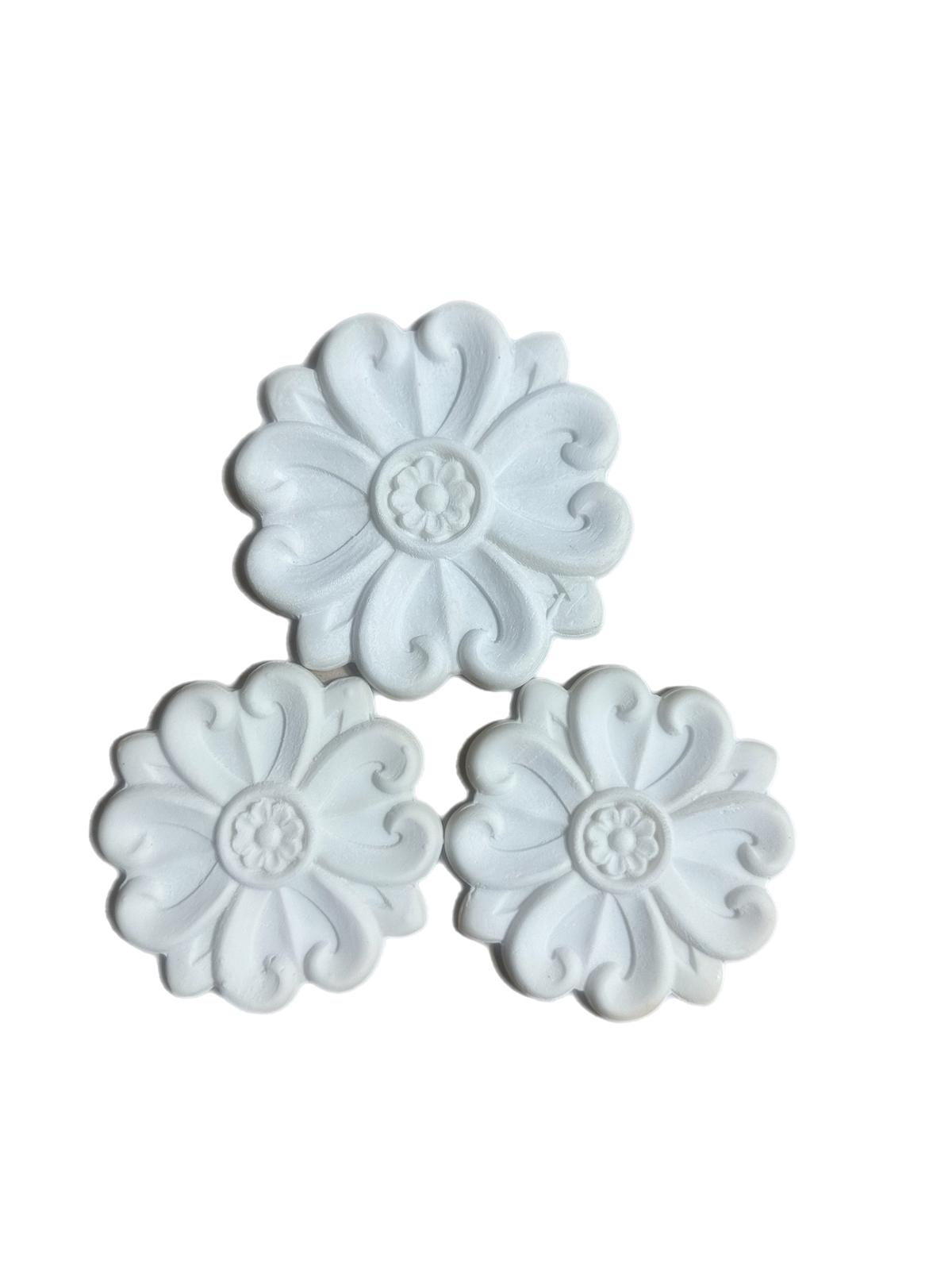 3’lü Set Çiçek Motifli Polyester Dekoratif Aplik