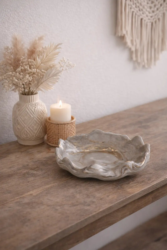 İstiridye Formlu Mermer Dokulu Dekoratif Organizer