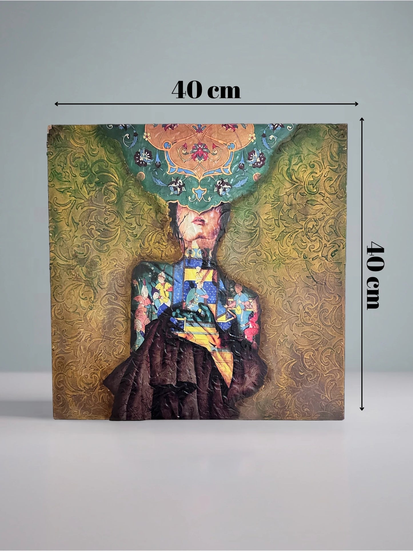 Taçlı Ruhun Portresi Dekoratif Ahşap Tablo - Boyut Detay Görseli