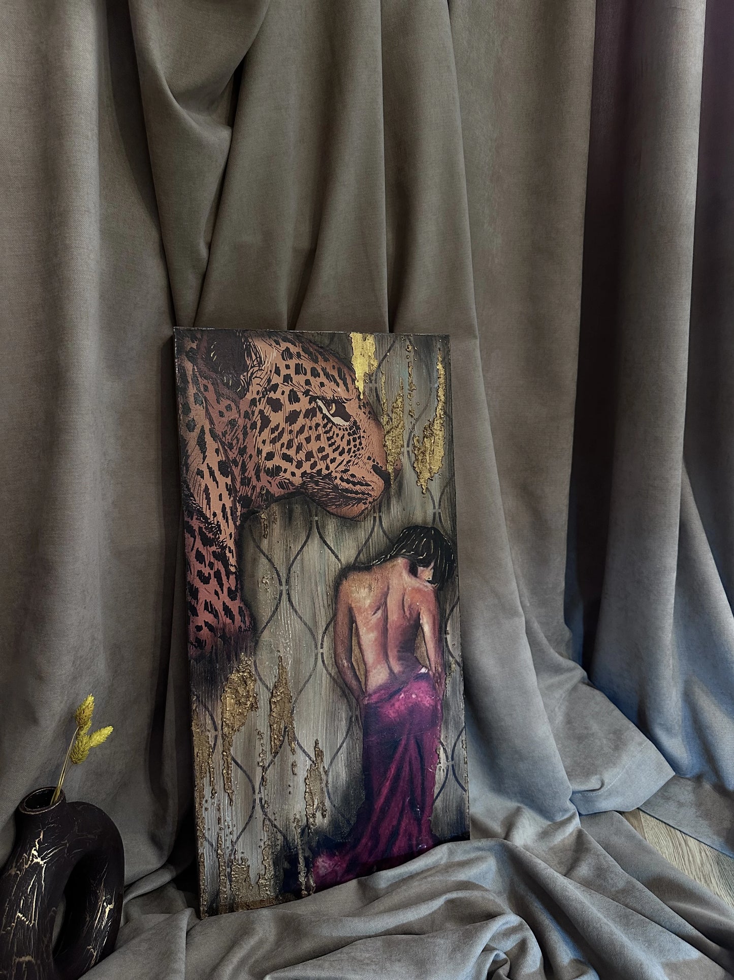 Yırtıcının Yankısı Dekoratif Ahşap Tablo - Önden Görünüm