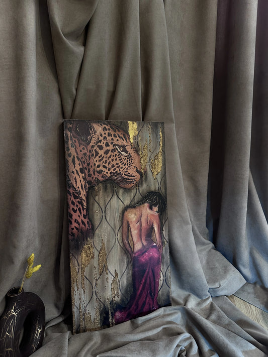 Yırtıcının Yankısı Dekoratif Ahşap Tablo - Önden Görünüm