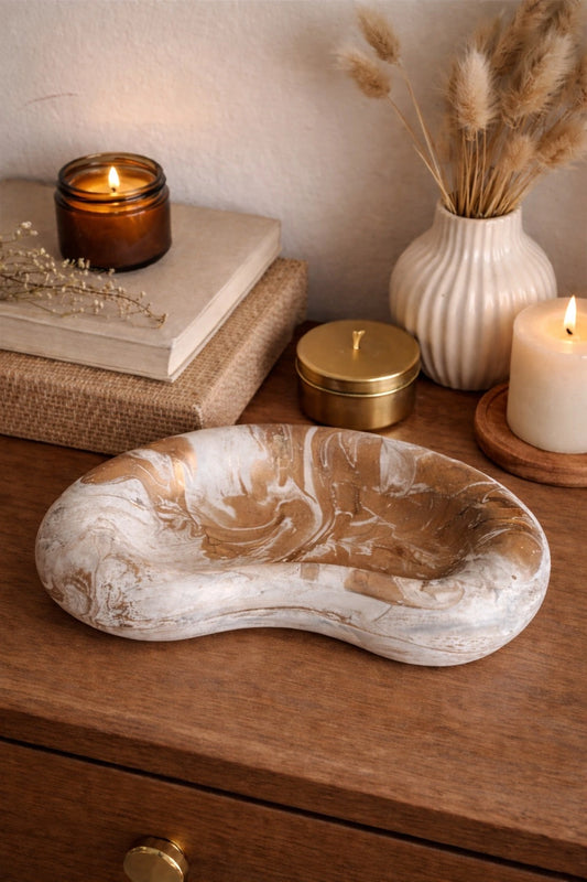 Organik Taş Dekoratif Tepsi – Çok Amaçlı Organizer