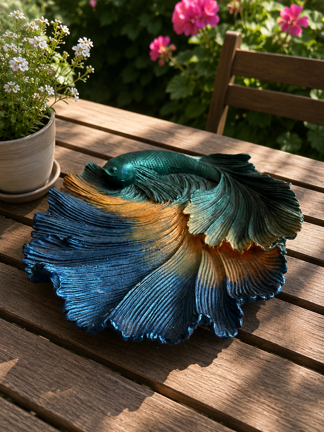 Betta Balığı Dekoratif Tepsi El Yapımı Polyester Masa Dekoru