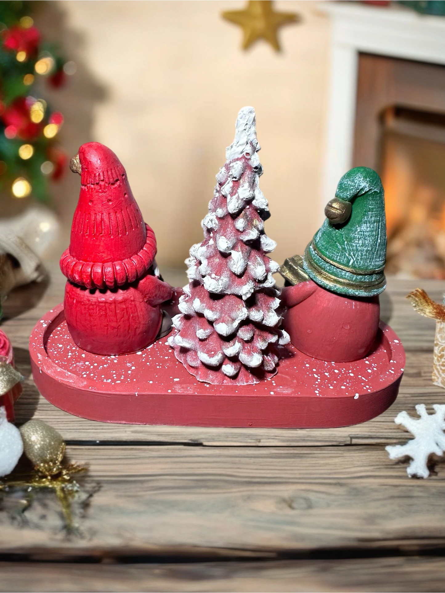 El Yapımı Yılbaşı Cüce Seti | Dekoratif Noel Masa Süsü