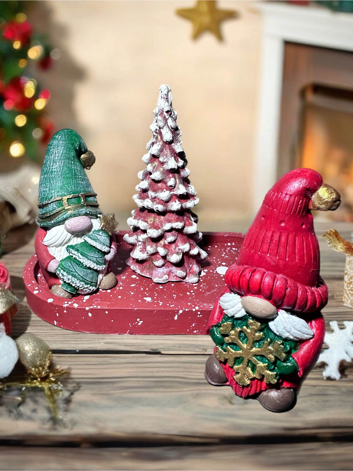 El Yapımı Yılbaşı Cüce Seti | Dekoratif Noel Masa Süsü