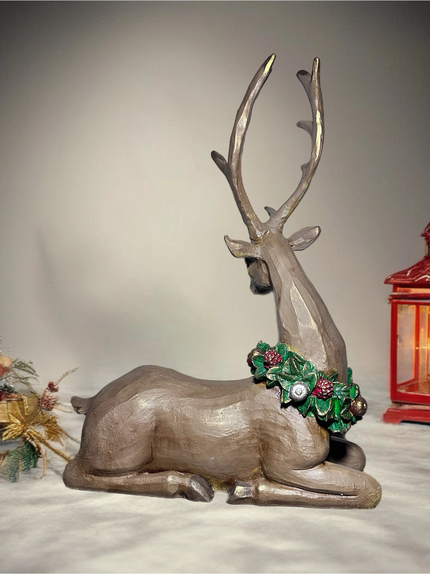 Yılbaşı Geyik Heykeli | Dekoratif Noel Biblosu