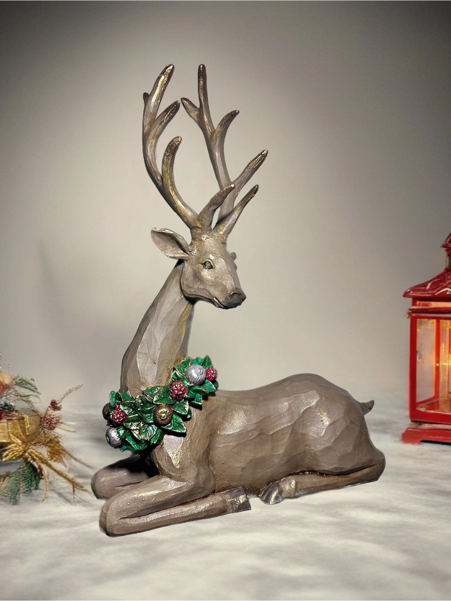 Yılbaşı Geyik Heykeli | Dekoratif Noel Biblosu