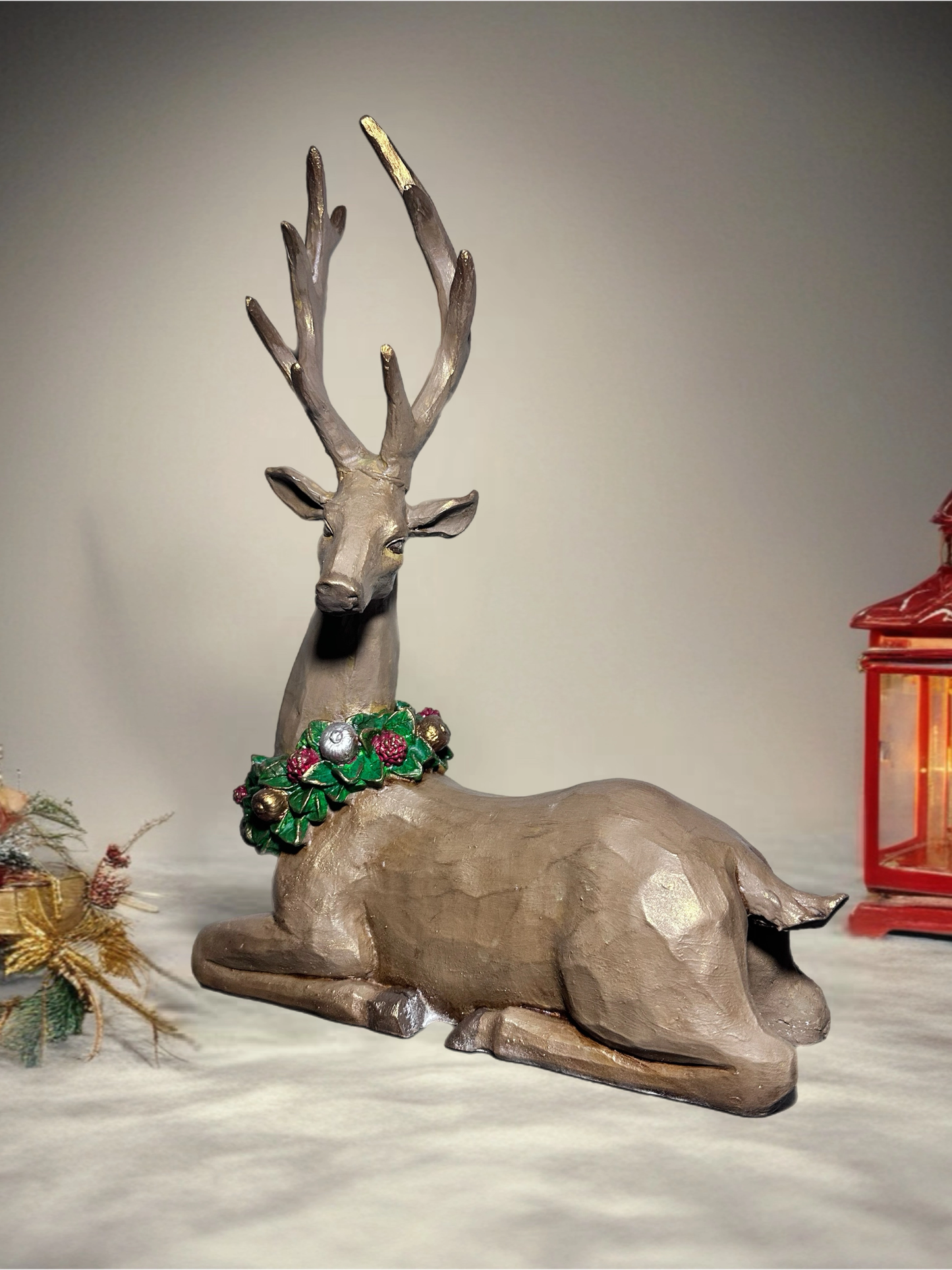 Yılbaşı Geyik Heykeli | Dekoratif Noel Biblosu