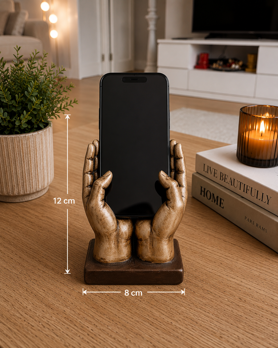 Dekoratif El Şeklinde Telefon Tutucu | Polyester Masaüstü Telefon Standı