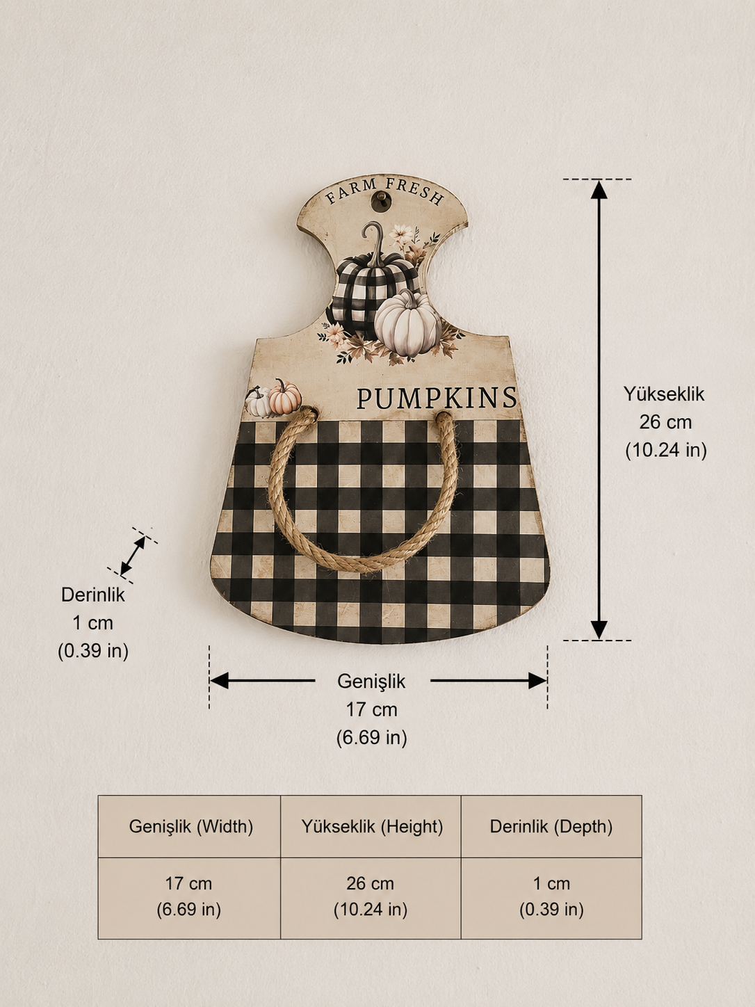 Rustik Pumpkin Ahşap Duvar Saksısı
