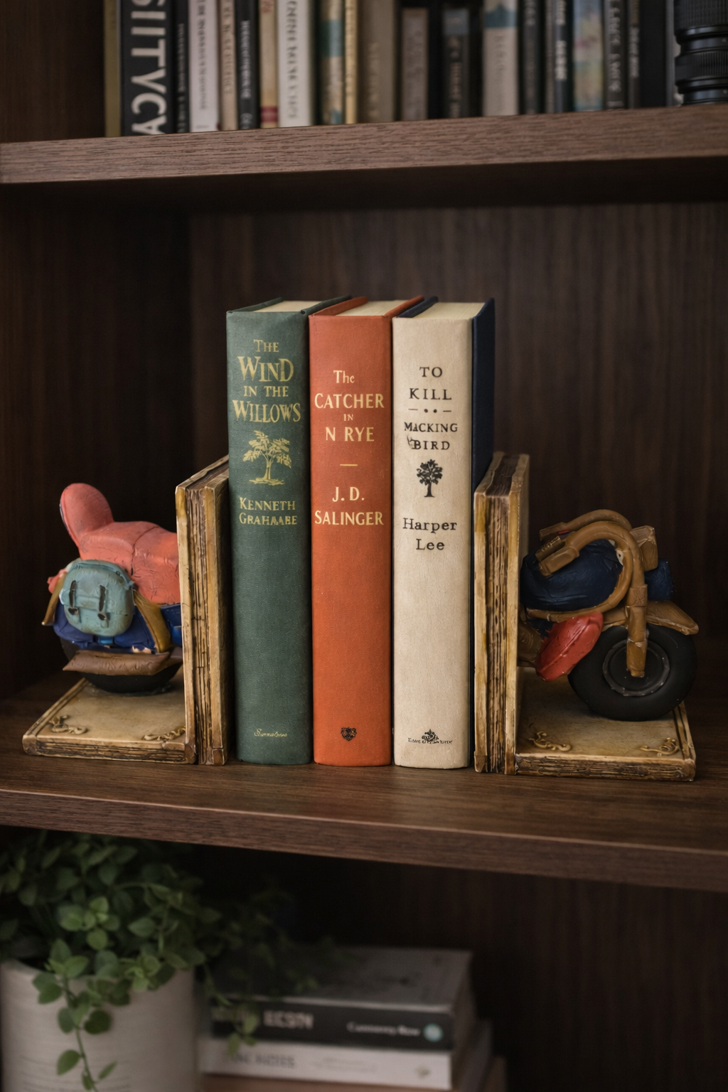 Vintage Motosiklet Kitap Tutucu Seti – Polyester Dekoratif Bookend