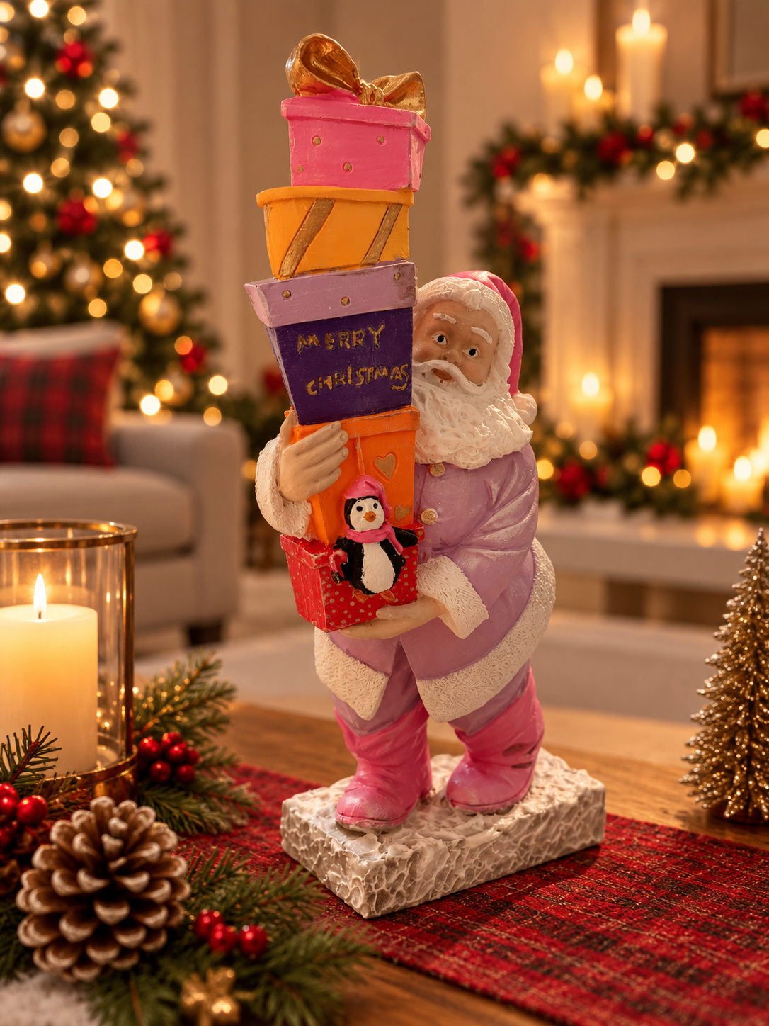 Pastel Noel Baba Dekoratif Figür
