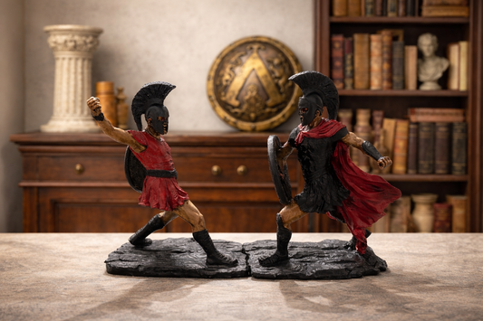 Spartan Savaşçı Heykeli – El Boyaması Polyester Antik Yunan Savaşçı